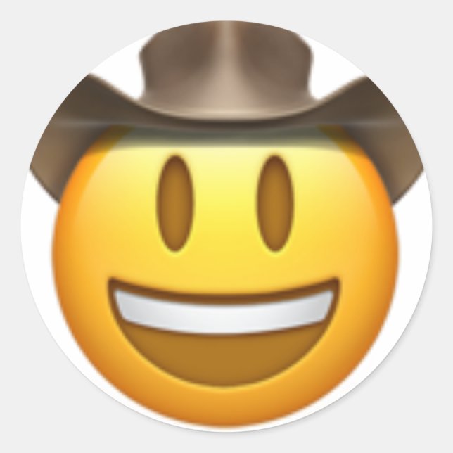 Cowboy-Emoji-Gesicht Runder Aufkleber (Vorderseite)