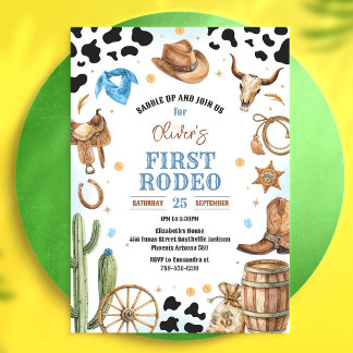 Cowboy erstes Rodeo Wild West 1. Geburtstag Einladung
