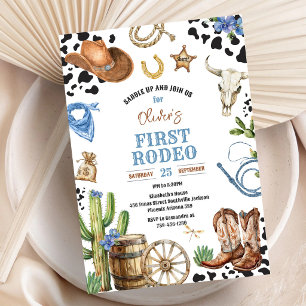 Cowboy erstes Rodeo Wild West 1. Geburtstag Einladung