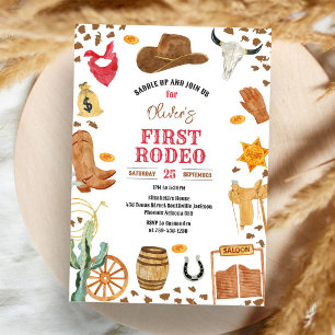 Cowboy erstes Rodeo Wild West 1. Geburtstag Einladung