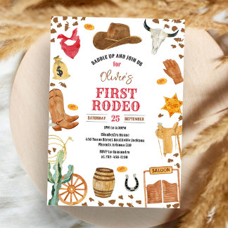 Cowboy erstes Rodeo Wild West 1. Geburtstag Einladung