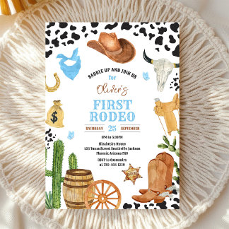 Cowboy erstes Rodeo Wild West 1. Geburtstag  Einladung
