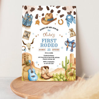 Cowboy erstes Rodeo Wild West 1. Geburtstag Einladung