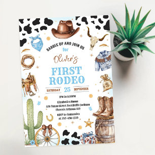 Cowboy erstes Rodeo Wild West 1. Geburtstag Einladung