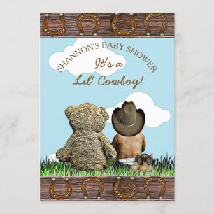 Cowboy Ethnic Baby und Teddy Bear Baby Dusche Einladung
