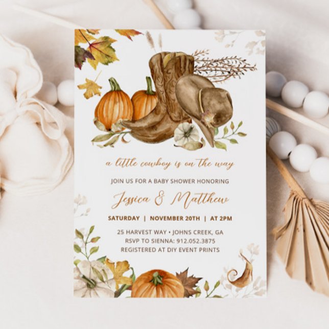 Cowboy Fall Pumpkin eine kleine Cowboy Baby-Dusche Einladung (Von Creator hochgeladen)