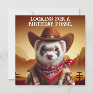 Cowboy Ferret Western Style Birthday Posse Einladung