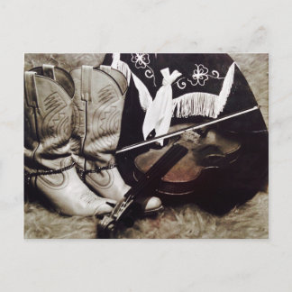 Cowboy Fiddler Postkarte
