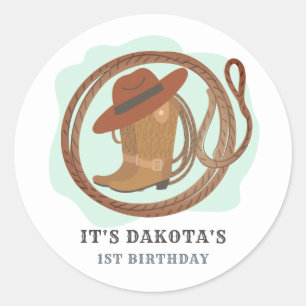 Cowboy First Birthday Einladung Umschlag Aufkleber