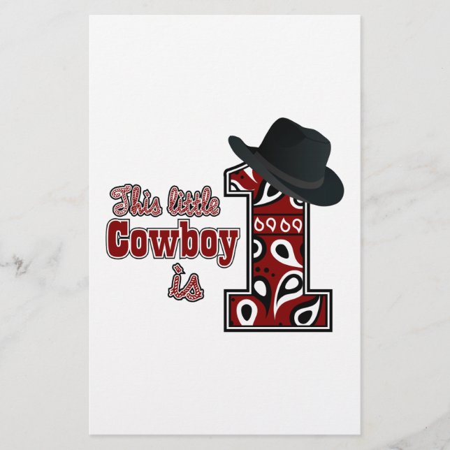 Cowboy First Geburtstag Briefpapier (Vorderseite)