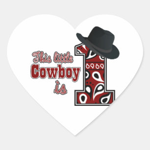 Cowboy First Geburtstag Herz-Aufkleber