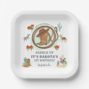 Cowboy First Geburtstag Pappteller