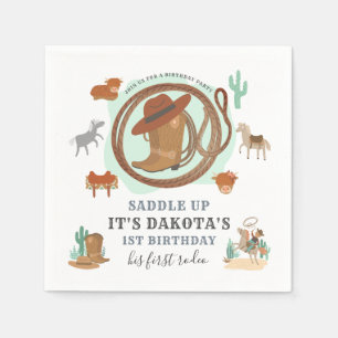 Cowboy First Geburtstag Serviette