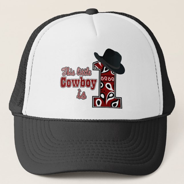 Cowboy First Geburtstag Truckerkappe (Vorderseite)