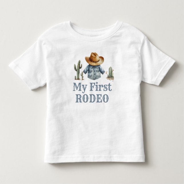 Cowboy First Rodeo Birthday Boy Kleinkind T-shirt (Vorderseite)