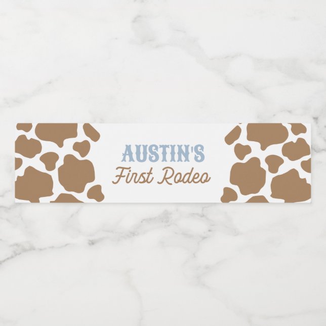 Cowboy First Rodeo Birthday Wasserflaschenetikett (Einzelnes Label)