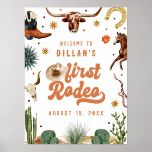 Cowboy First Rodeo Geburtstag Willkommen Poster