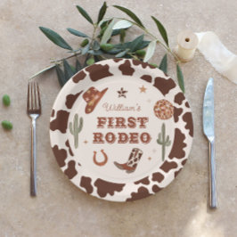 Cowboy First Rodeo Wild West Birthday Party Pappteller