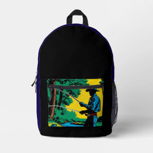 Cowboy-Fischer am Flussufer  Bedruckter Rucksack