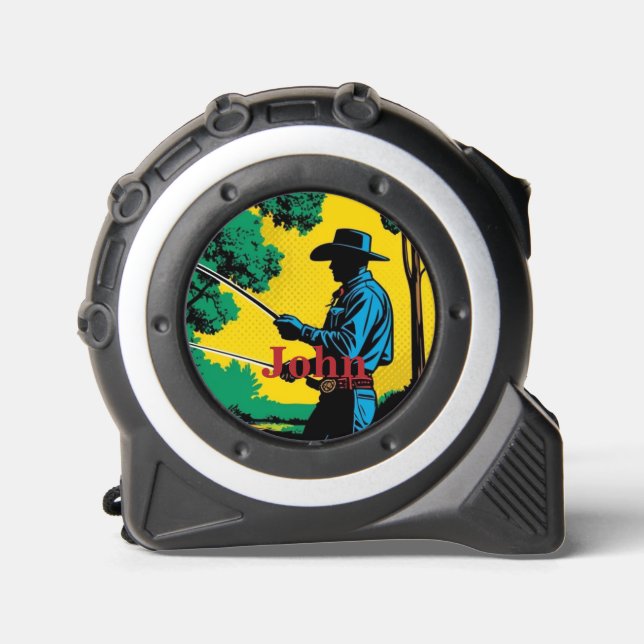 Cowboy Fisherman on Riverbank Maßband (Vorderseite)