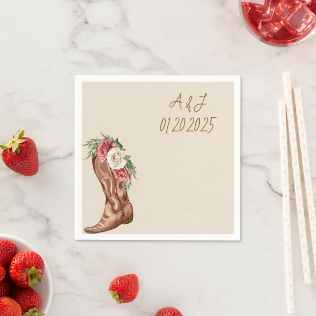 COWBOY FLORAL BRAUTPARTY SERVIETTE (Beispiel)