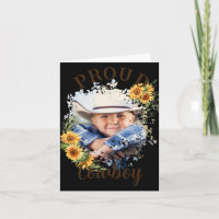 Cowboy-Foto-Text-Sonnenblumen-Akzent-T-Shirt