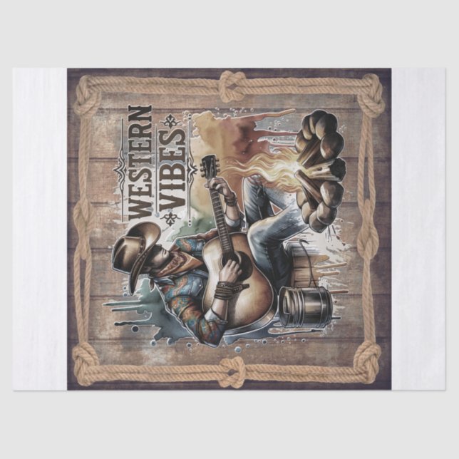 Cowboy Free Spirit Retro Western Decoupage Seidenpapier (Vorderseite)