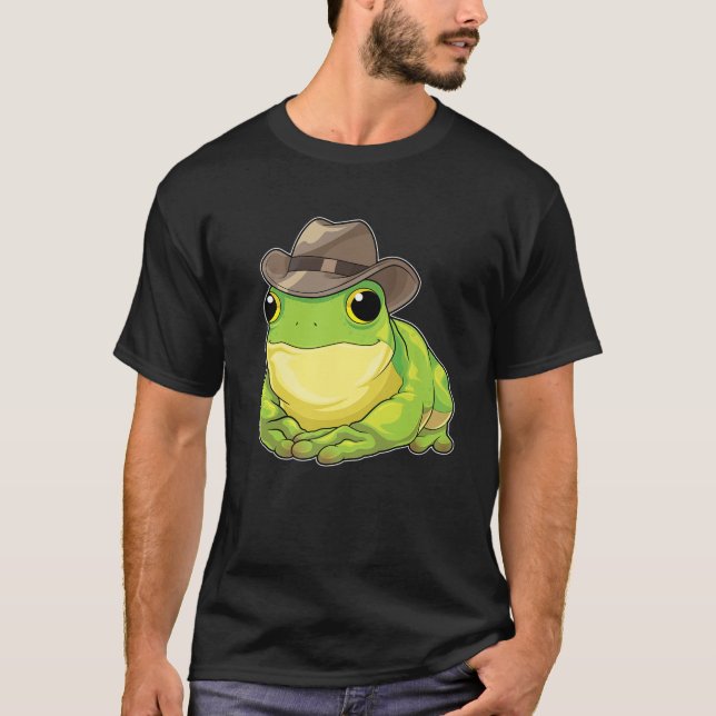 Cowboy Frog Funny Amphibien Western Toad T-Shirt (Vorderseite)