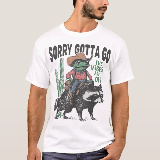 Cowboy Frog Raccoon die Vibes sind absonderlich T-Shirt (Vorderseite)