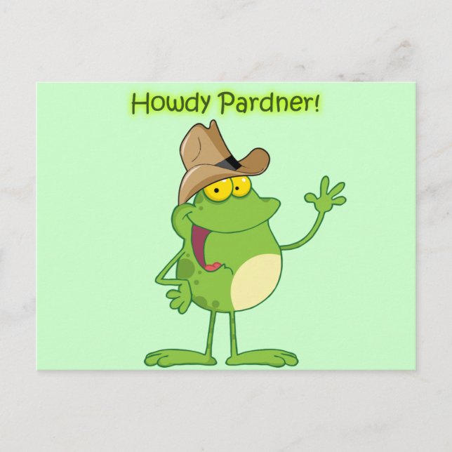 Cowboy Frog Waving Howdy Postkarte (Vorderseite)