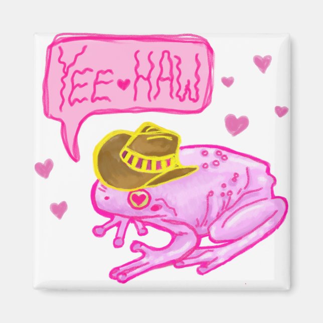 Cowboy Frog Yee Haw Design Magnet (Vorne)