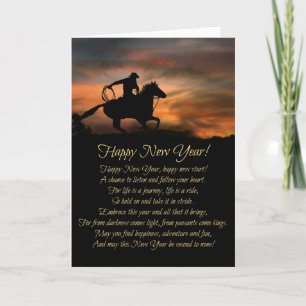 Cowboy Frohes Neues Jahr, Neujahr Feiertagskarte