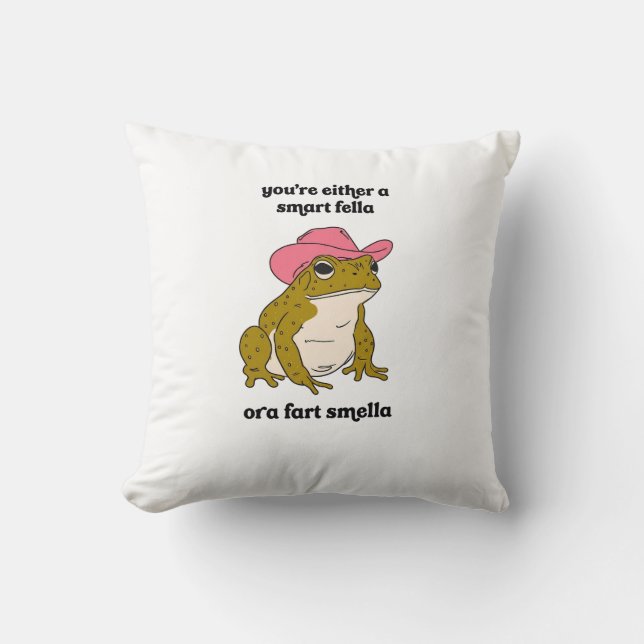 Cowboy Frosch Meme Smart Fella oder Fart Smella Kissen (Vorderseite)
