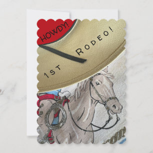 Cowboy für Kinder hat Hut & Reiten Geburtstag Einladung