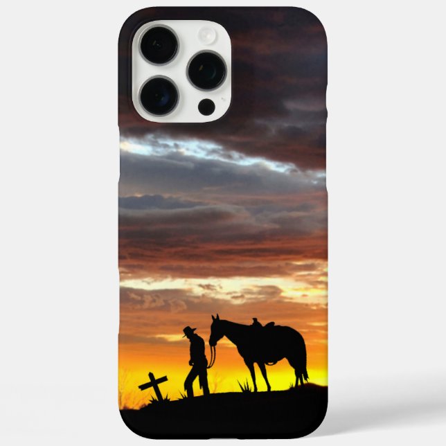Cowboy Gebet Silhouette iPhone Case (Rückseite)