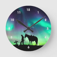 Cowboy Gebet Silhouette Wall Clock