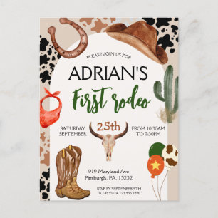 Cowboy Geburtstag 1. Rodeo Geburtstagsfeier Postkarte