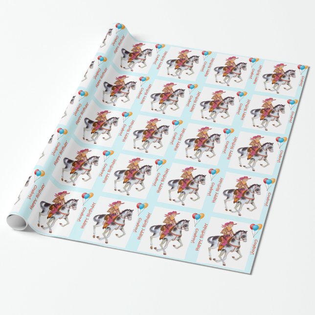 Cowboy-Geburtstags-Geschenk-Verpackung Geschenkpapier (Ungerollt)