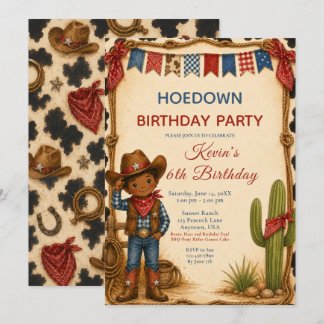 Cowboy-Geburtstags-Hoedown-Party Einladung