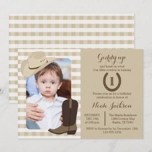 Cowboy-Geburtstags-wilde WestParty-Foto-Einladung Einladung