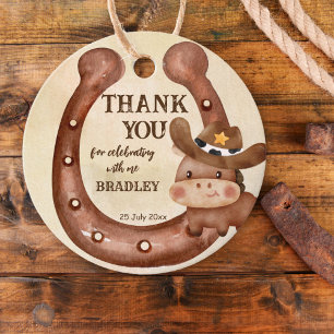 Cowboy Geburtstagsbaby Pferd in einem Hut Geschenkanhänger
