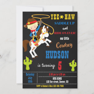Cowboy-Geburtstagseinladung Wilder Westen Rodeo Pa Einladung