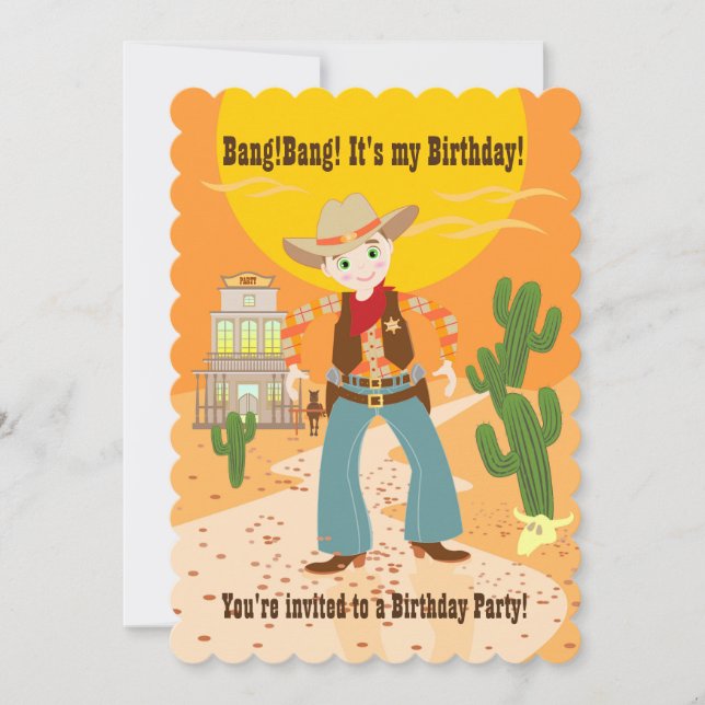 Cowboy-Geburtstagsfeier Einladung (Vorderseite)