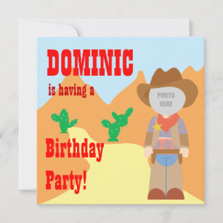 Cowboy-Geburtstagsparty-Foto-Upload-Einladung Einladung