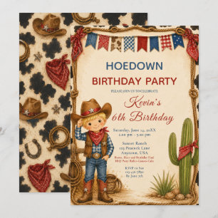 Cowboy-Geburtstagsparty mit Hoedown Einladung