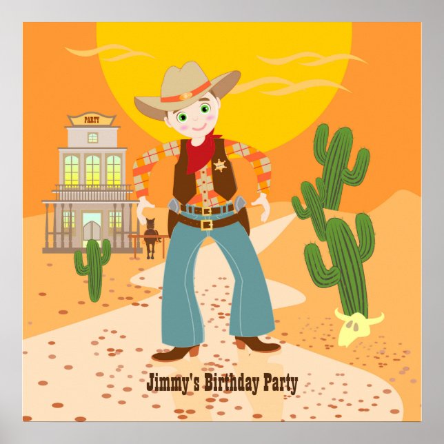 Cowboy-Geburtstagsparty Poster (Vorne)