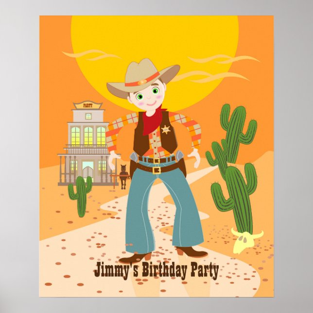 Cowboy-Geburtstagsparty Poster (Vorne)