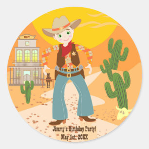 Cowboy-Geburtstagsparty Runder Aufkleber