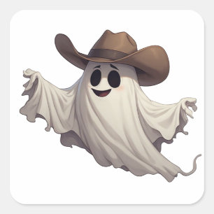 Cowboy-Geist-Charakter für westlichen Spaß 👻 Quadratischer Aufkleber