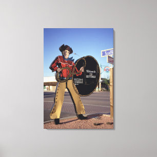 Cowboy-Gestaltungsschild begrüßt Touristen nach Sc Leinwanddruck